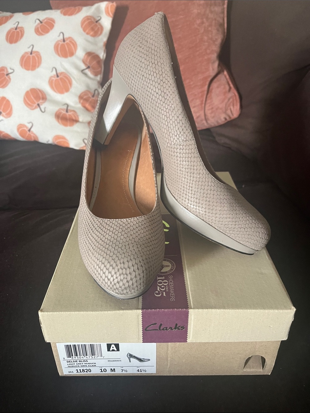 Clarks Women's Taupe Textured Heels